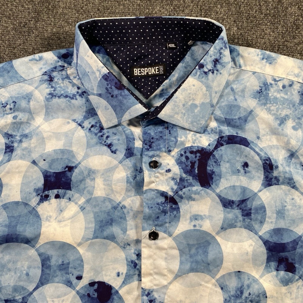 BESPOKE Sport Mens 4XL Designer Short Sleeve Abstract Artistic Print Shirt